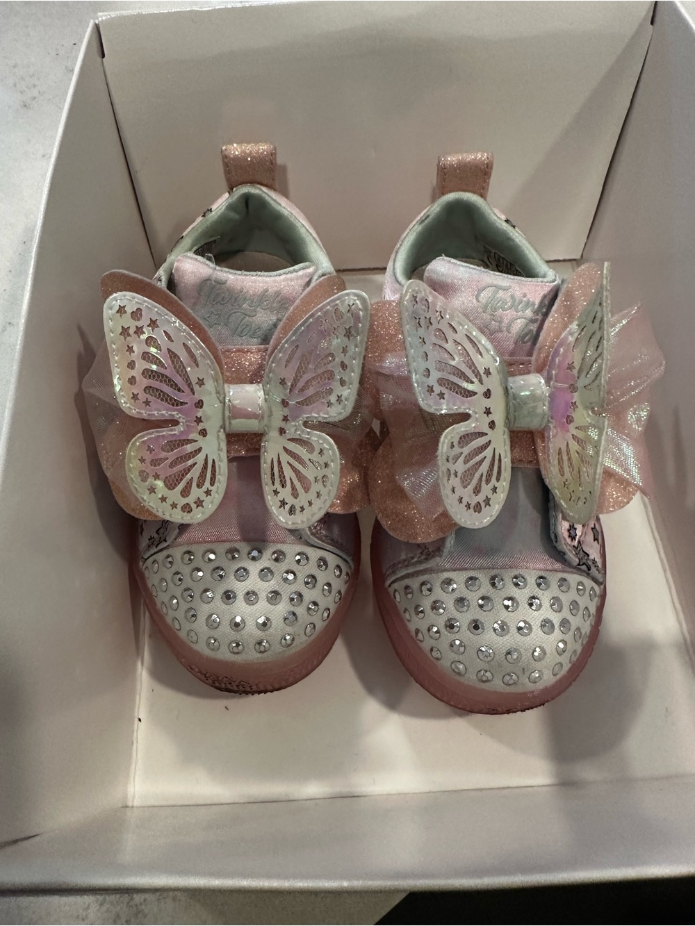 Pink Glitter Butterfly Kids Sneakers